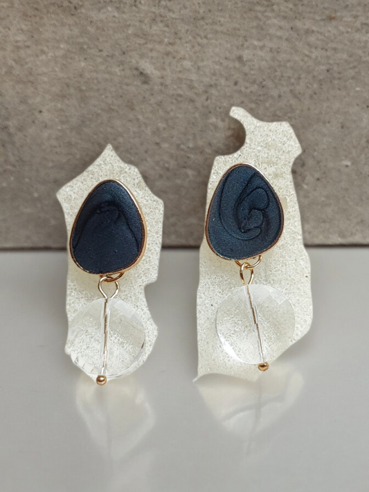 Pearlfect Crystal & Resin Dangle Earrings