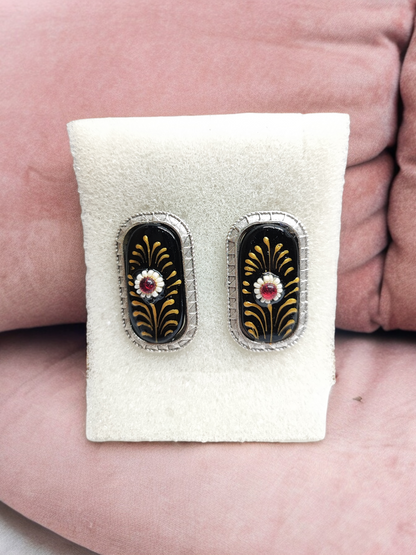 Pearlfect Miniature Floral Artwork Earrings