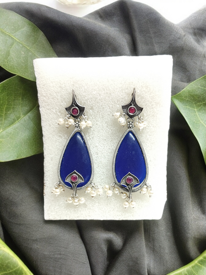 Pearlfect Teardrop Resin Earrings with Diya & Pearls
