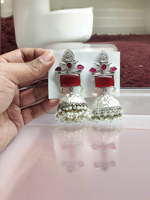 Pearlfect Antique Trinity Stone with Resin and Pearl Earrings (As worn by Alia Bhat)