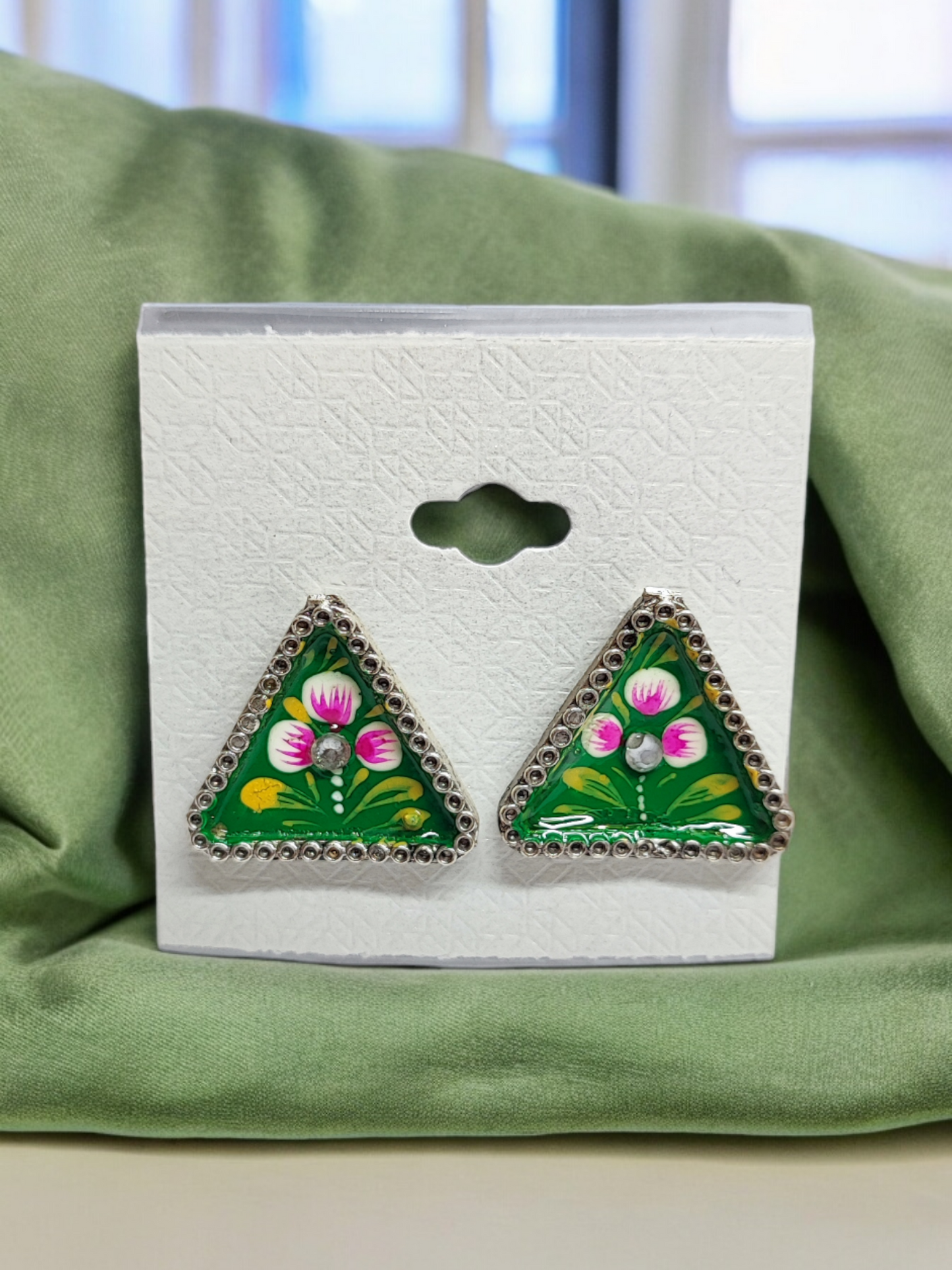 Pearlfect Colorful Traingle Artwork Earrings