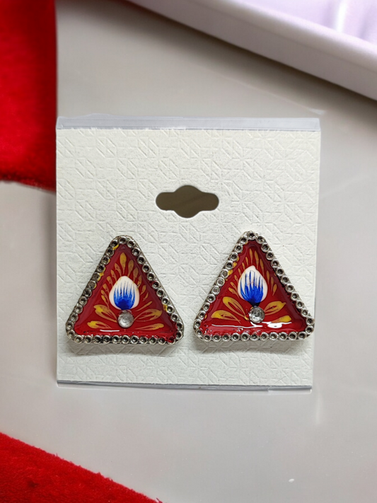 Pearlfect Colorful Traingle Artwork Earrings