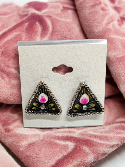 Pearlfect Colorful Traingle Artwork Earrings