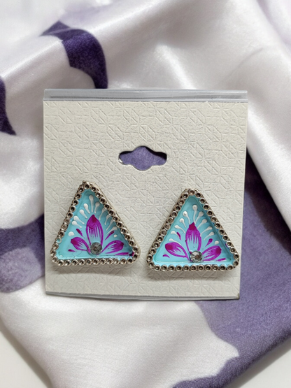 Pearlfect Colorful Traingle Artwork Earrings