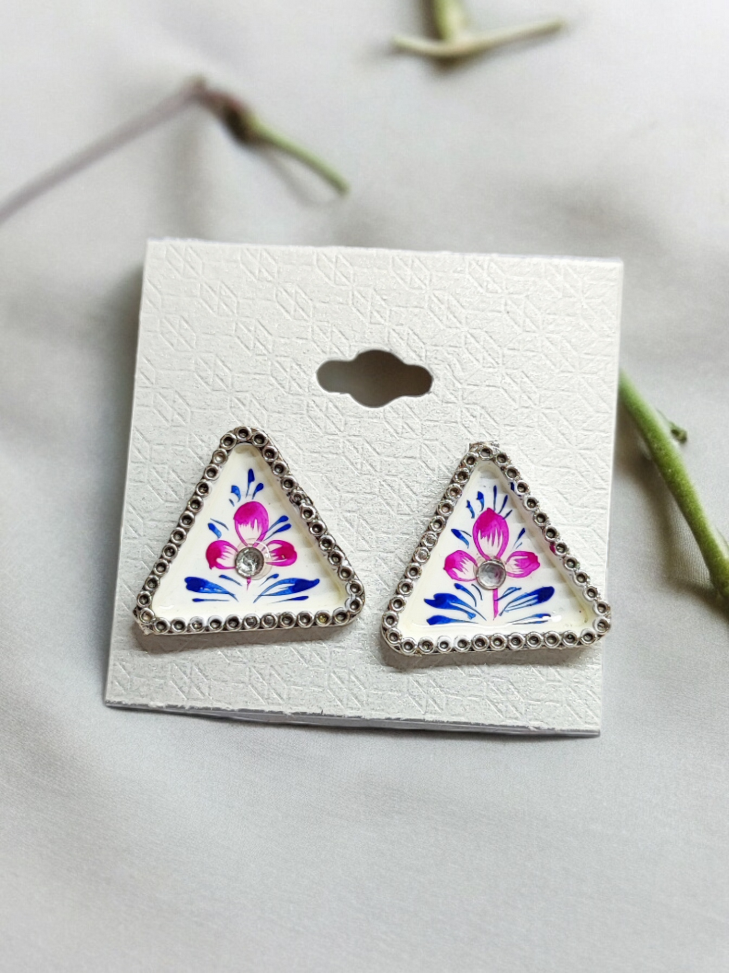 Pearlfect Colorful Traingle Artwork Earrings