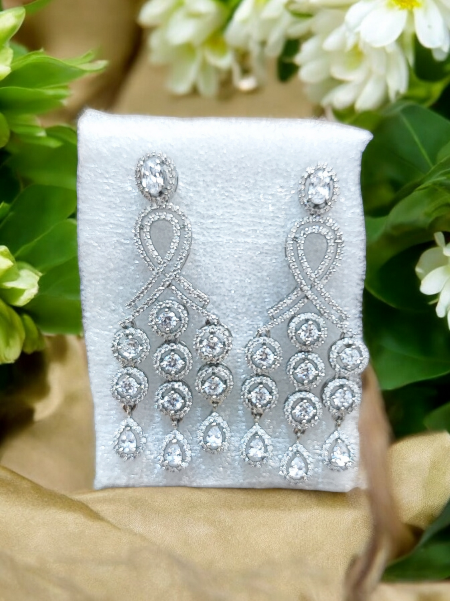 Pearlfect Diamond Ice  Chandelier Earrings