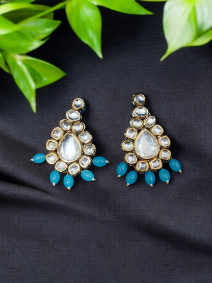 Pearlfect Statement Blue Kundan Necklace Set