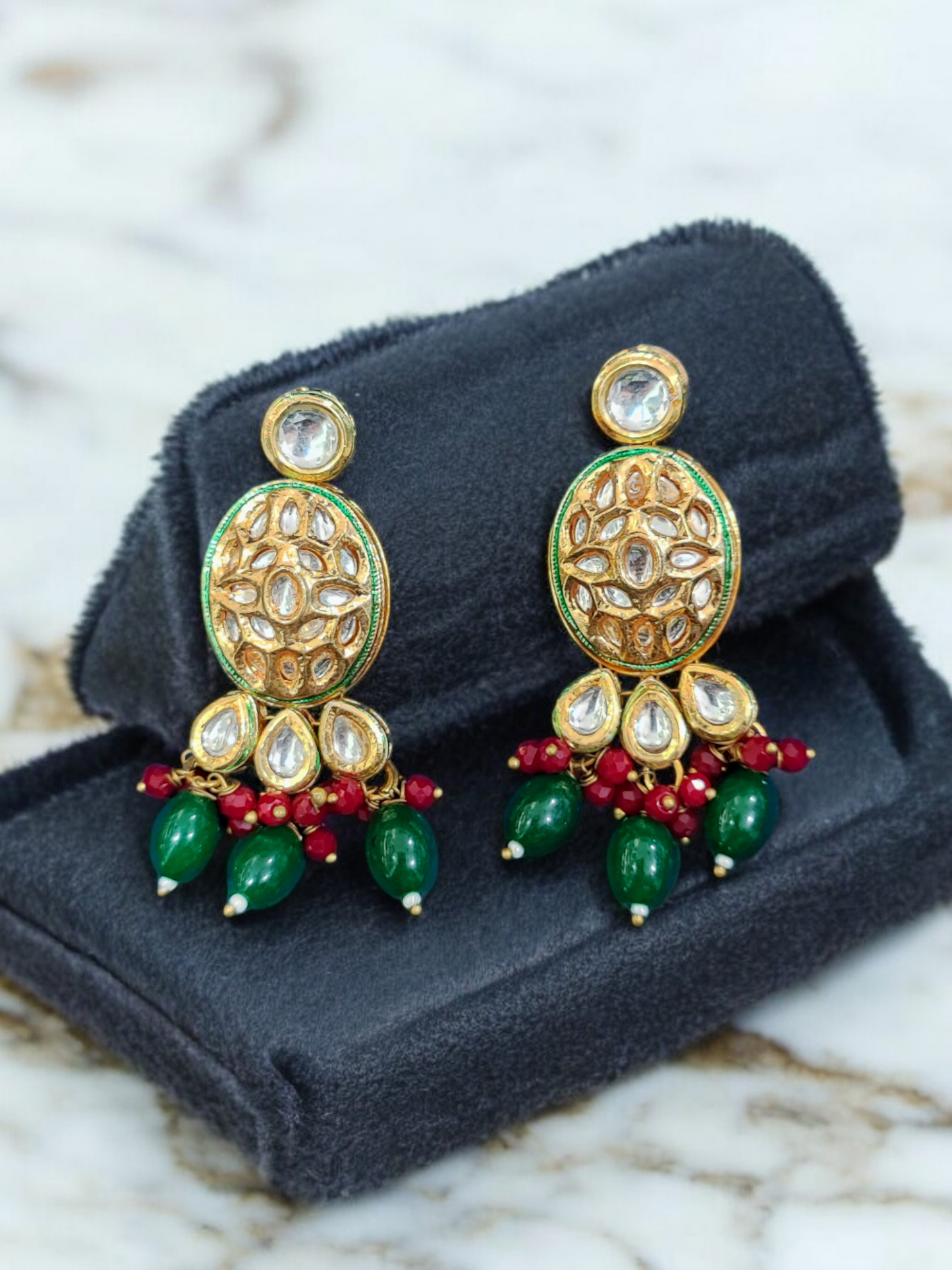 Pearlfect Green Statement Kundan Set