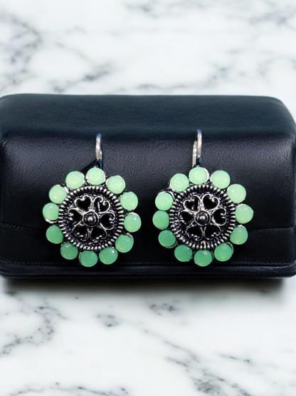 Pearlfect Floral Hearts Oxidised Earrings