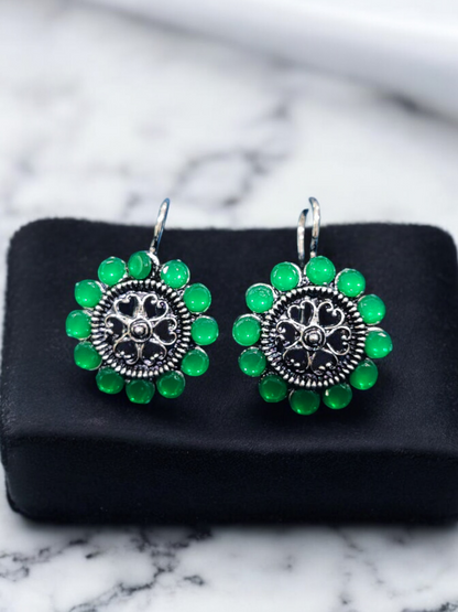 Pearlfect Floral Hearts Oxidised Earrings