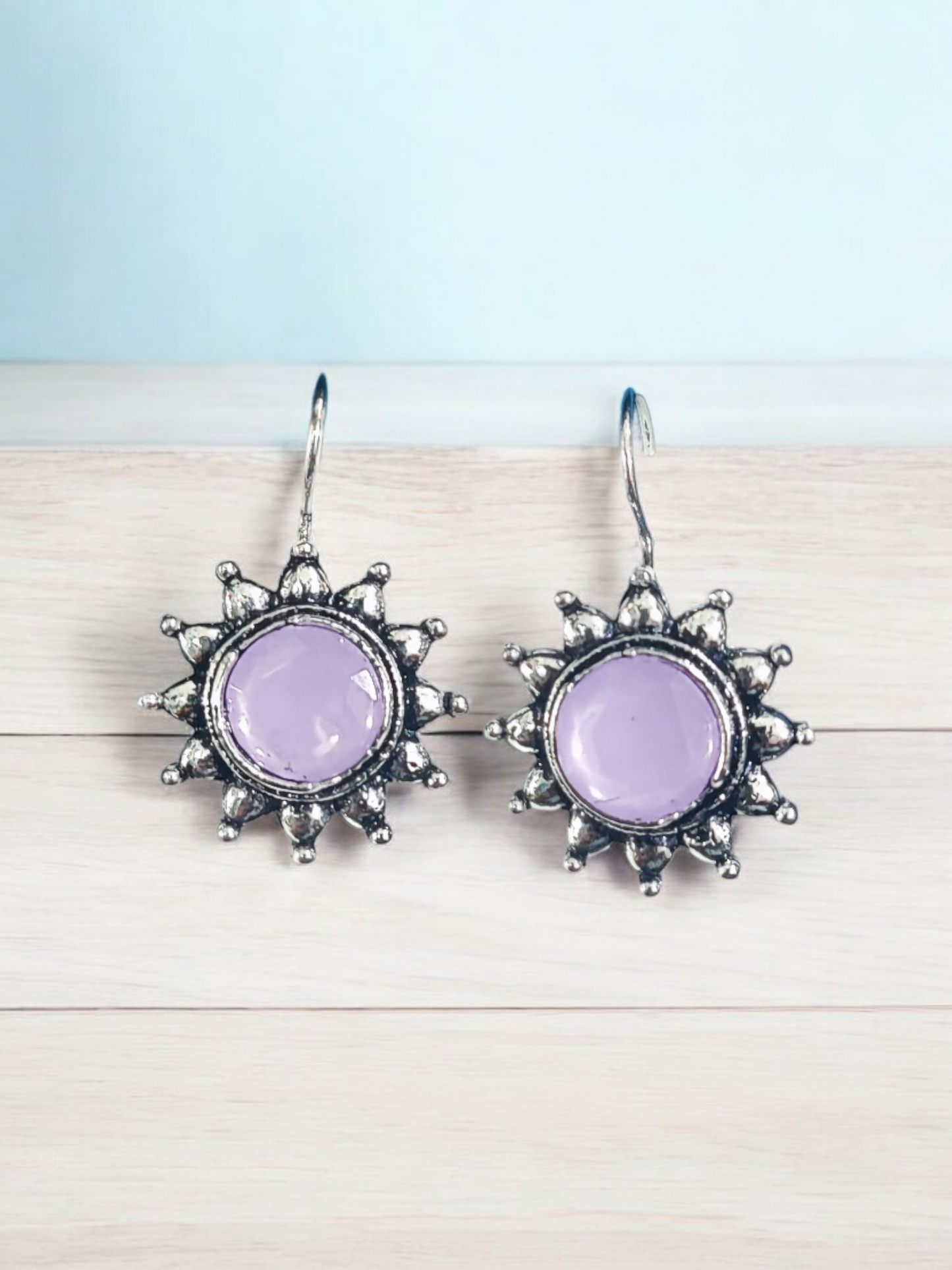 Pearlfect Oxidised Sunflower Dangler Earrings