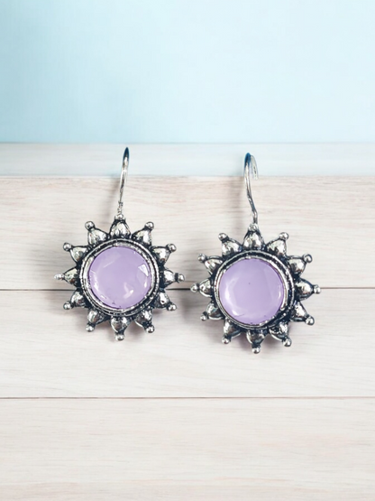 Pearlfect Oxidised Sunflower Dangler Earrings