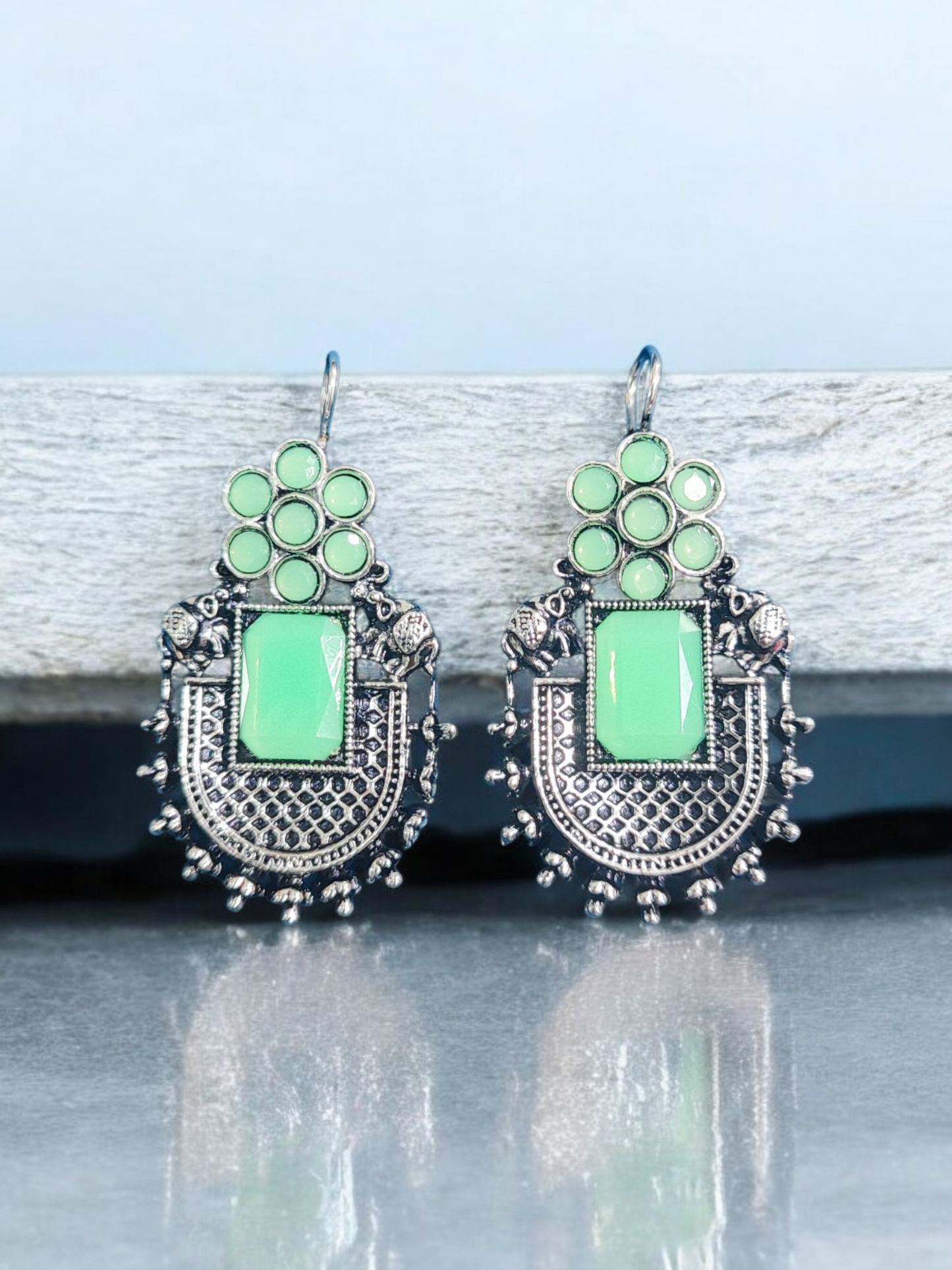 Pearlfect Flowery Elephant Earrings