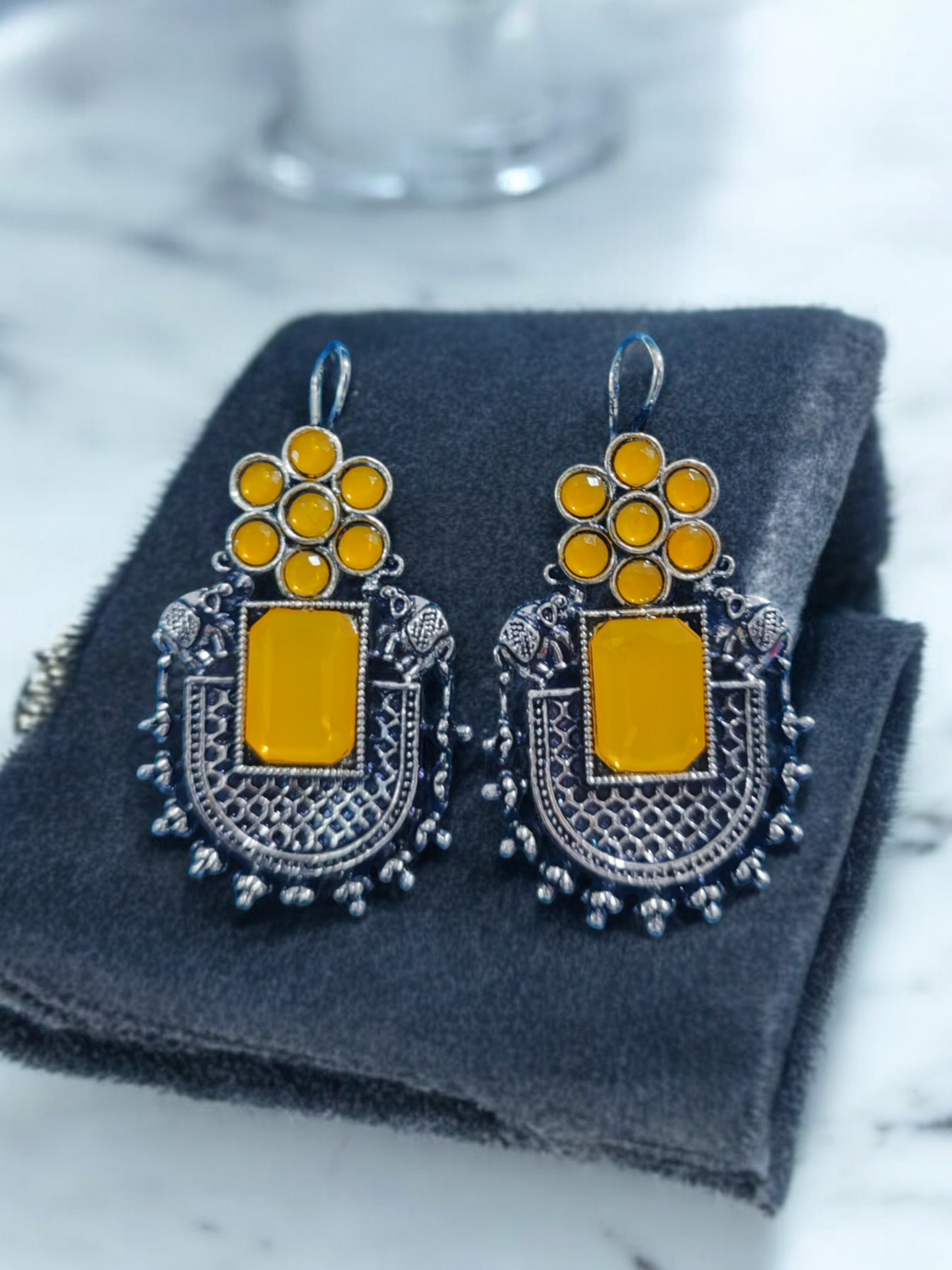 Pearlfect Flowery Elephant Earrings