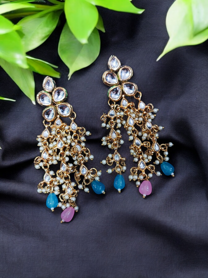 Pearlfect Dropping Kundan with Color Pearls Necklace