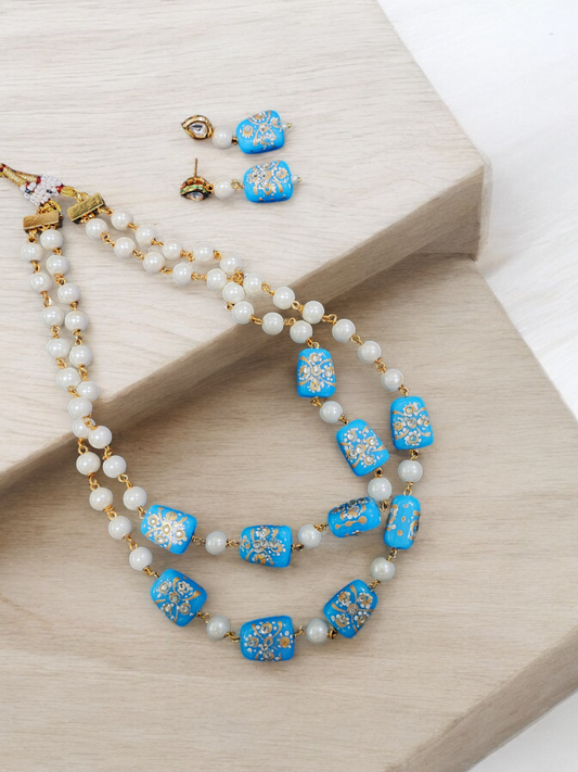 Pearlfect Pearl & Stone Necklace Set