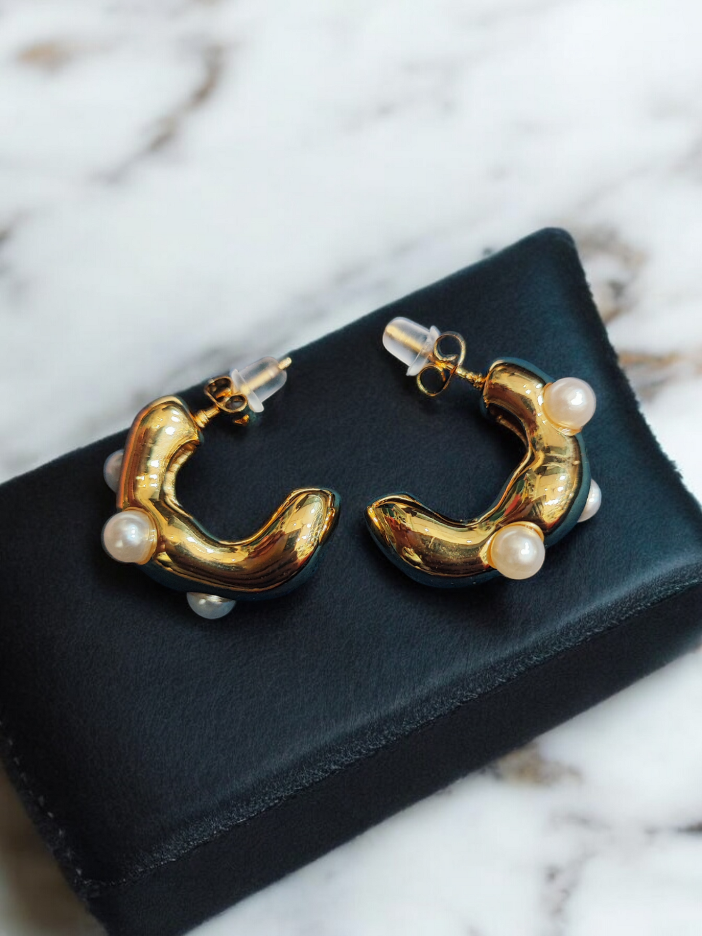 Pearlfect Embedded Pearls 18K Gold-Plated Earrings