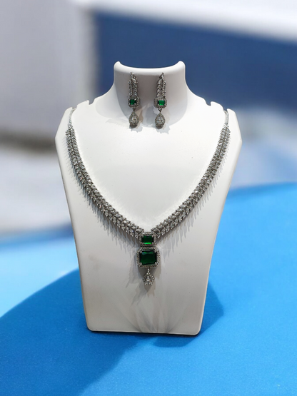 Pearlfect Double AD Stones Necklace Set