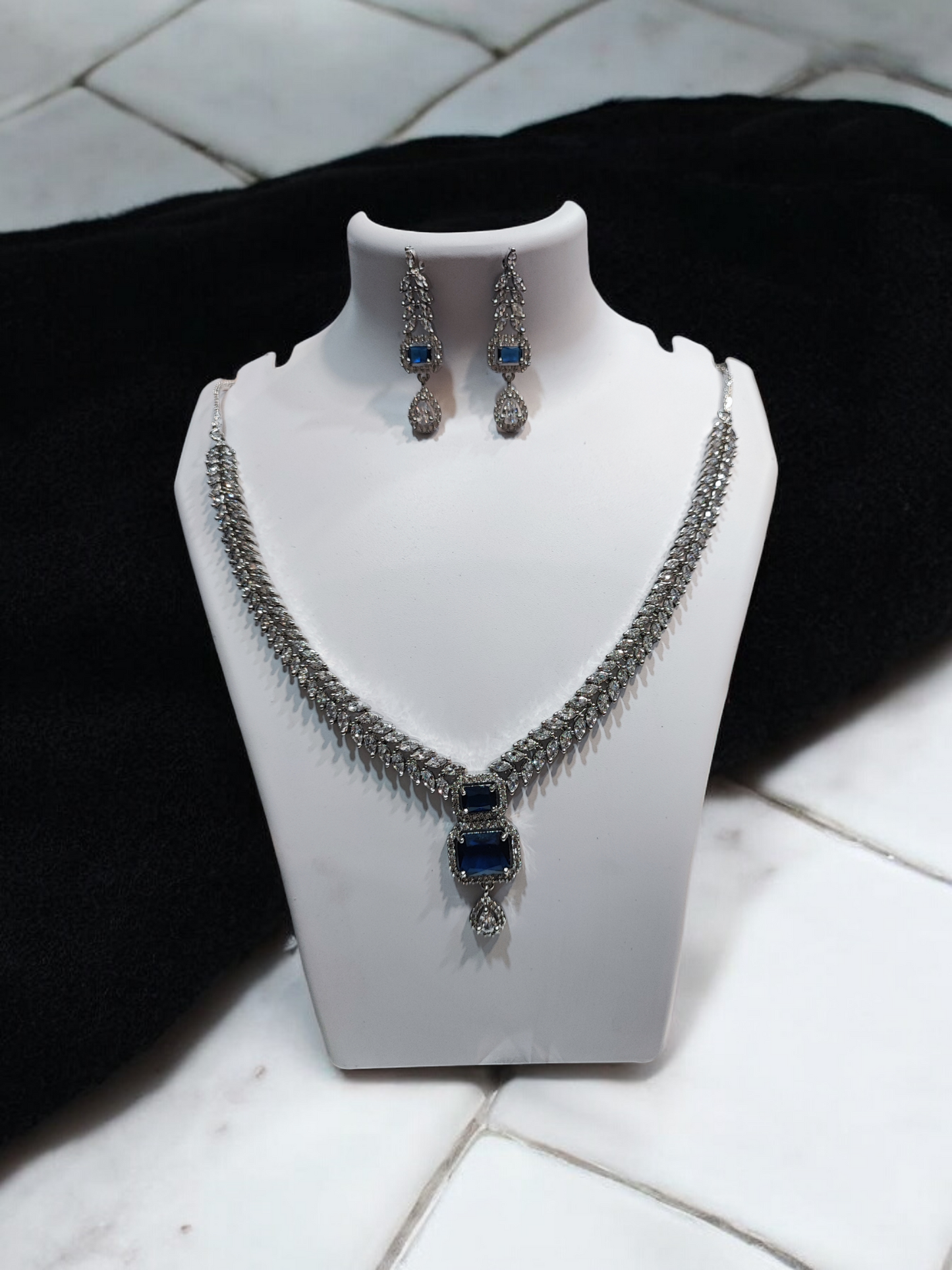 Pearlfect Double AD Stones Necklace Set