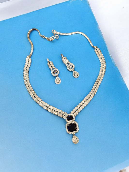 Pearlfect Double AD Stones Necklace Set
