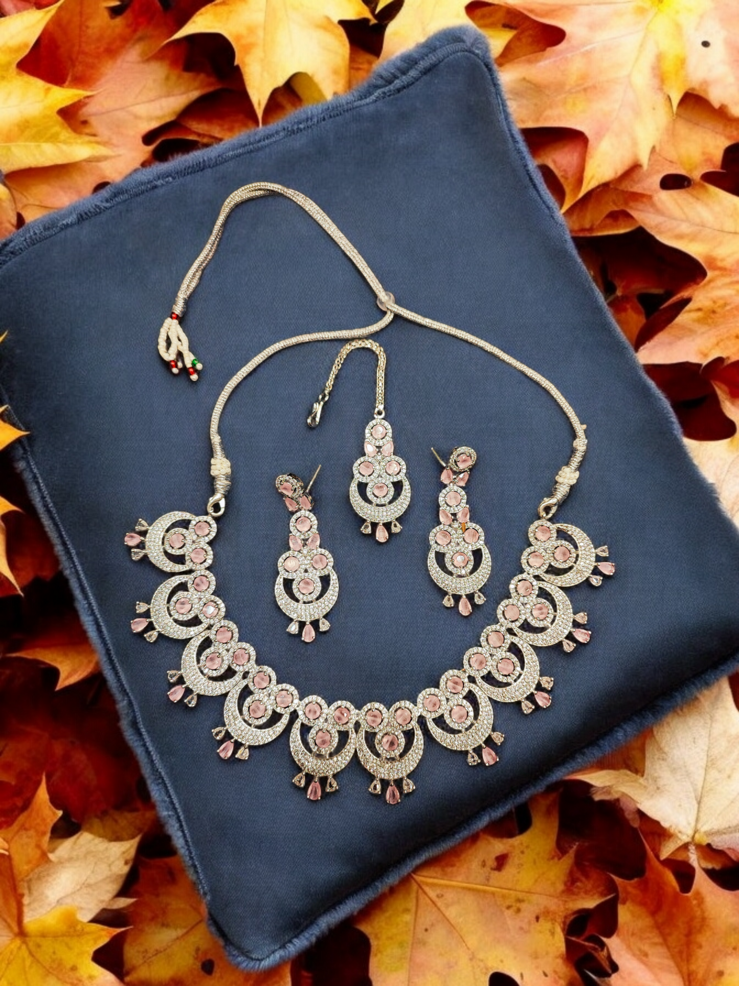 Pearlfect Story of the Moon Necklace Set with Maang Teeka