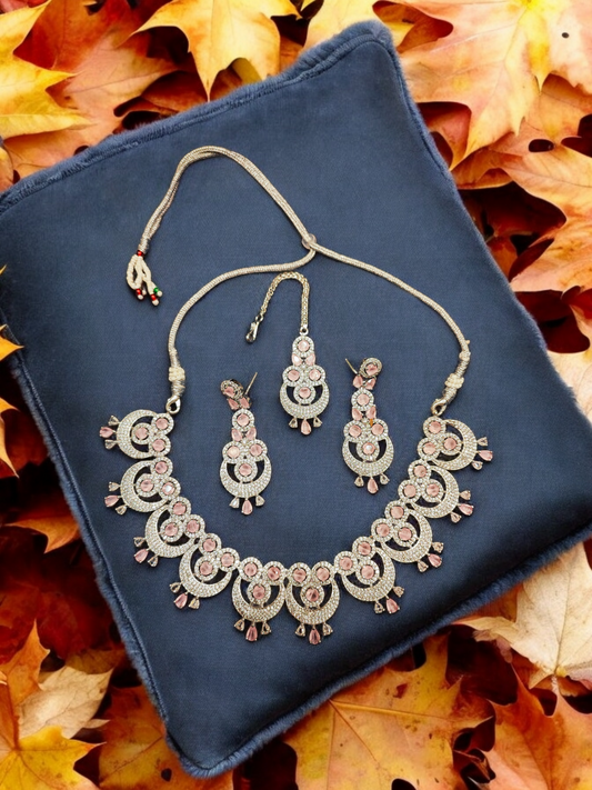 Pearlfect Story of the Moon Necklace Set with Maang Teeka