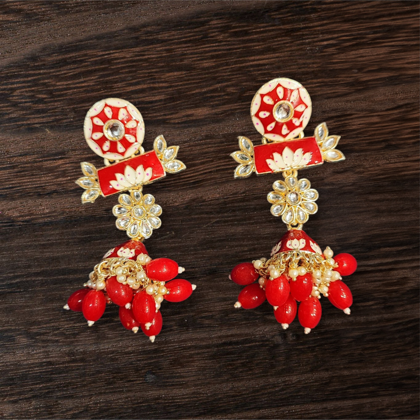 Pearlfect Dangler Circular Flower Earrings