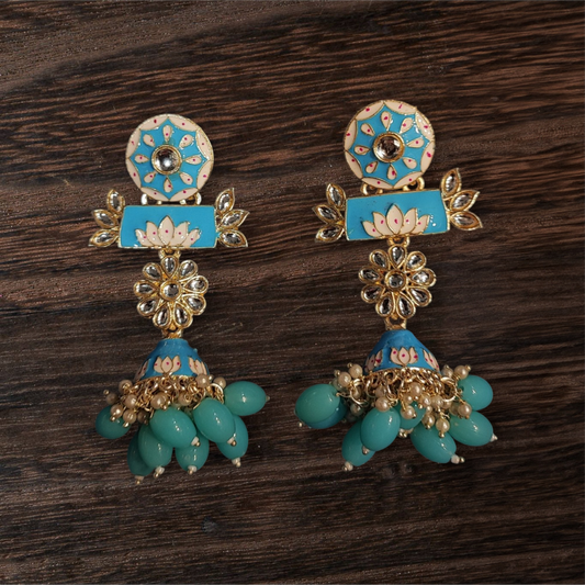 Pearlfect Dangler Circular Flower Earrings