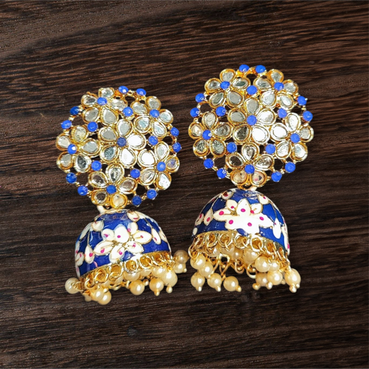 Pearlfect Pretty Blue Jhumki Earrings for Women