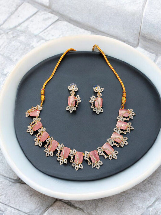 Pearlfect Pretty Pink Statement Necklace Set