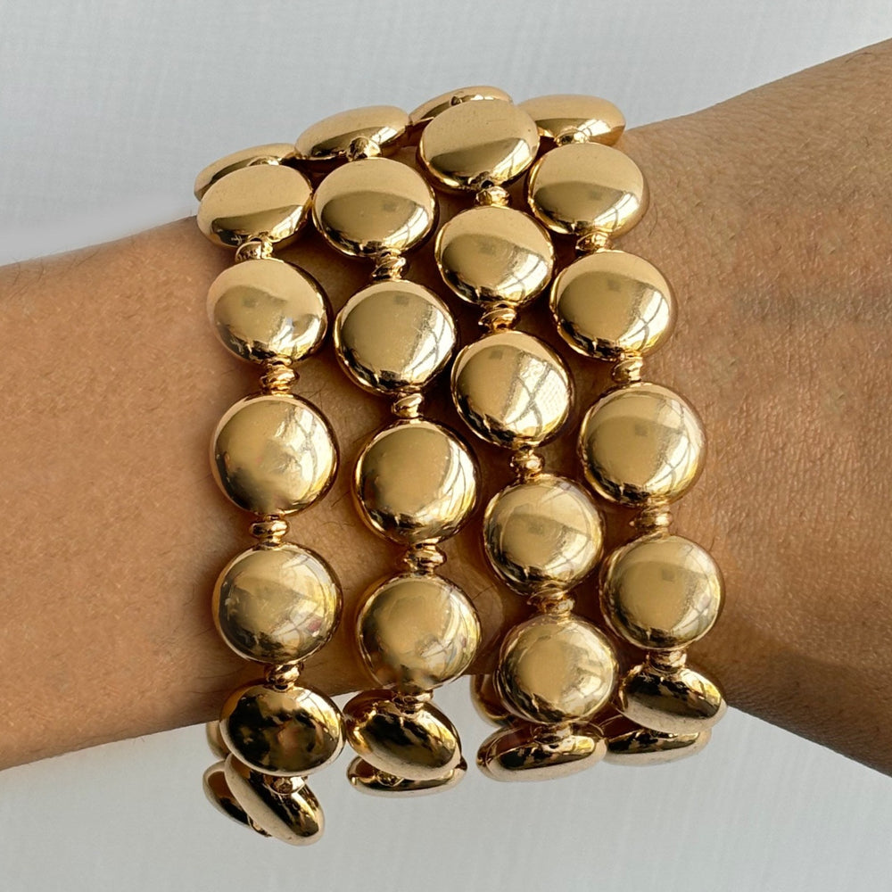 Pearlfect Bold Coin Gold Plated Stacked Bracelet (Set of 4)