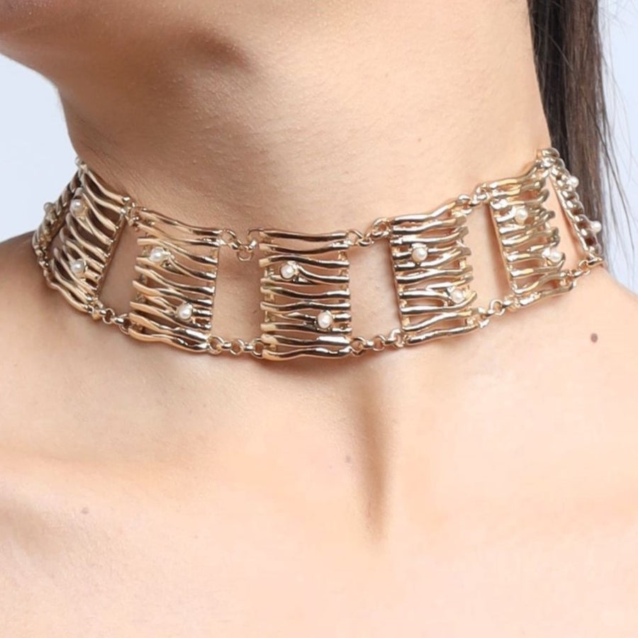 Pearlfect Whimsical Pearl Delight 24K Gold-Plated Choker Necklace
