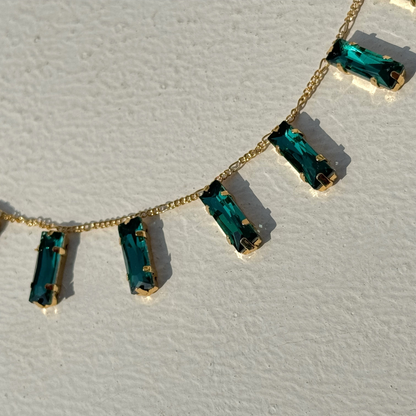 Pearlfect 24k Gold-Plated Golden Glow Emerald Dainty Necklace