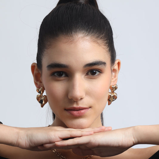 Pearlfect Gold-Plated Heartfire Dangler Earrings