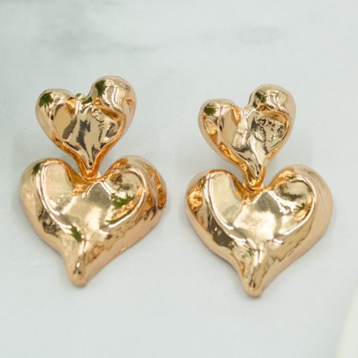 Pearlfect Gold-Plated Heartfire Dangler Earrings