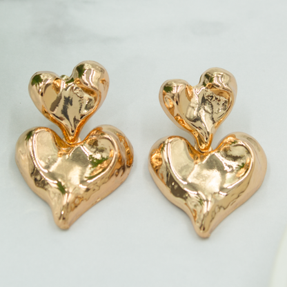 Pearlfect Gold-Plated Heartfire Dangler Earrings