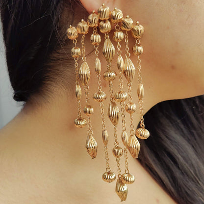 Pearlfect Golden Cascade Beadfall Dangler Earrings