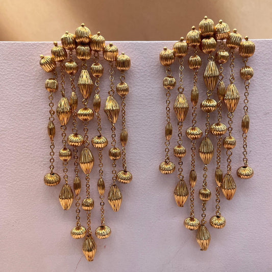 Pearlfect Golden Cascade Beadfall Dangler Earrings