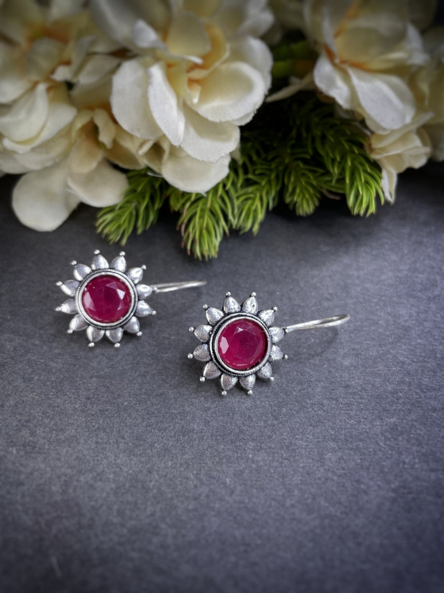 Pearlfect Oxidised Sunflower Dangler Earrings (In Four Colours)