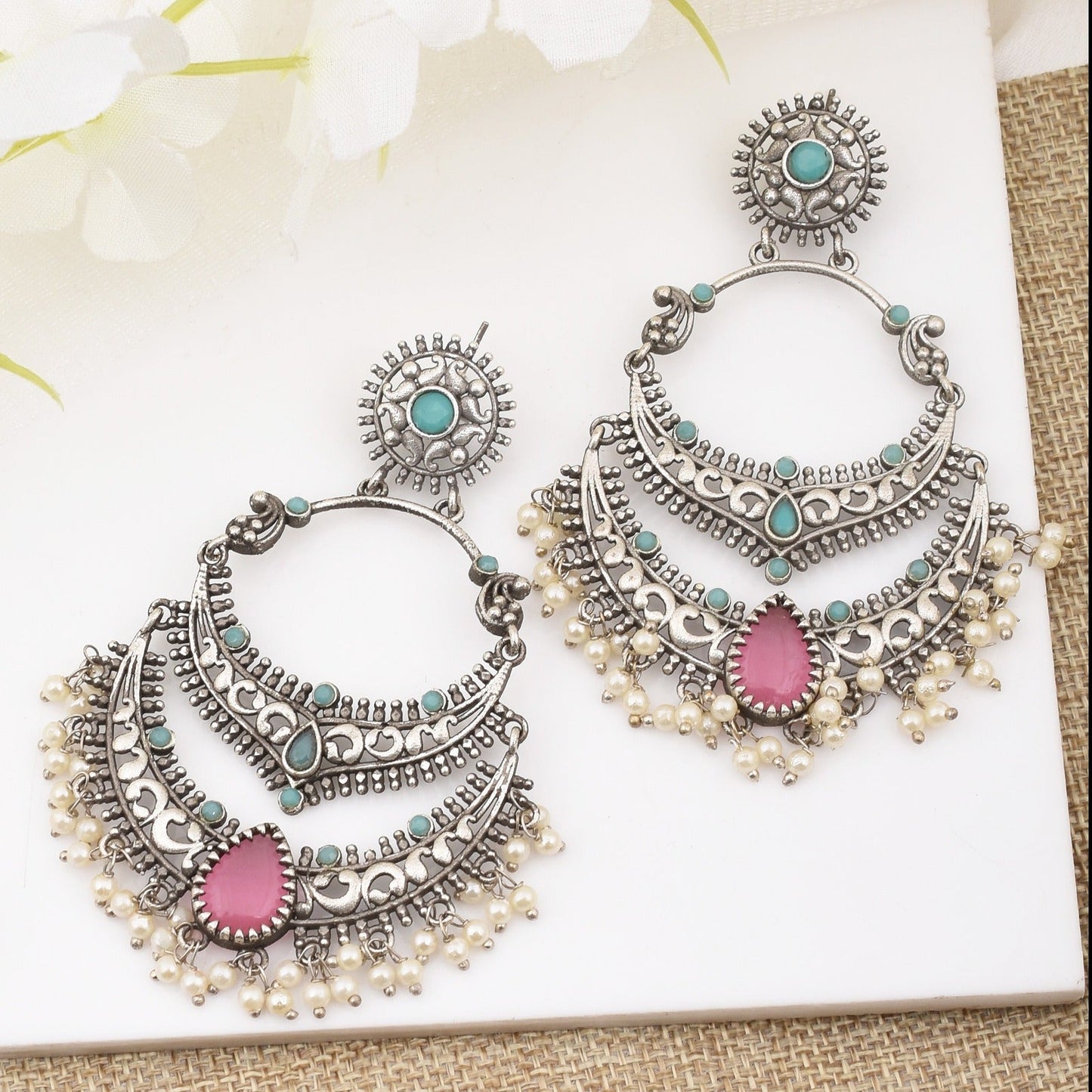 Pearlfect Smiling Moon Long Dangler Earrings