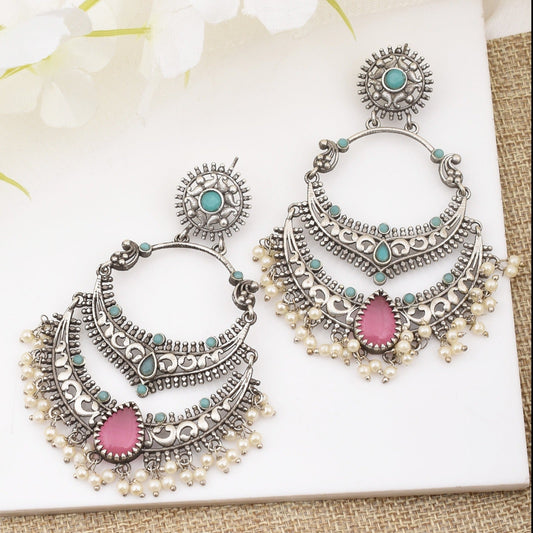 Pearlfect Smiling Moon Long Dangler Earrings
