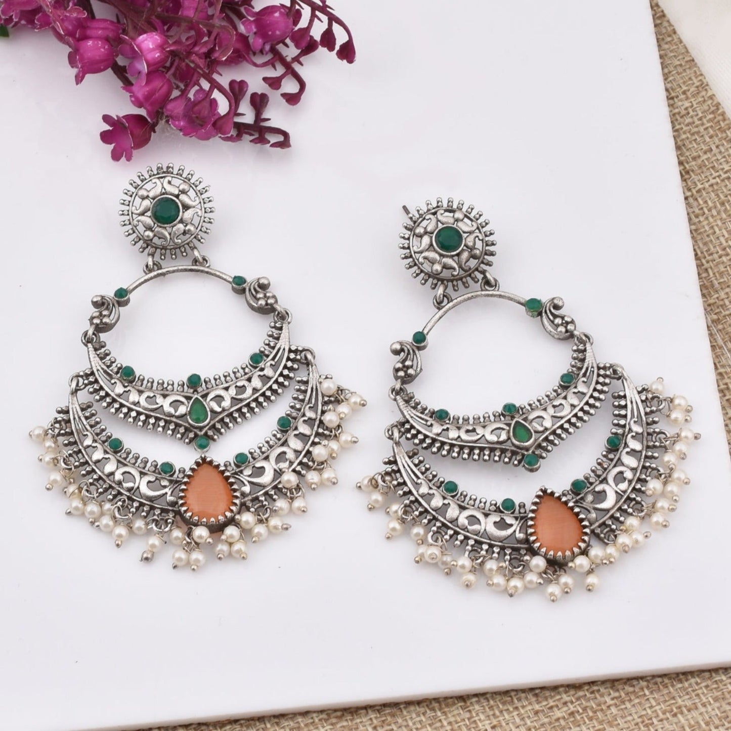 Pearlfect Smiling Moon Long Dangler Earrings