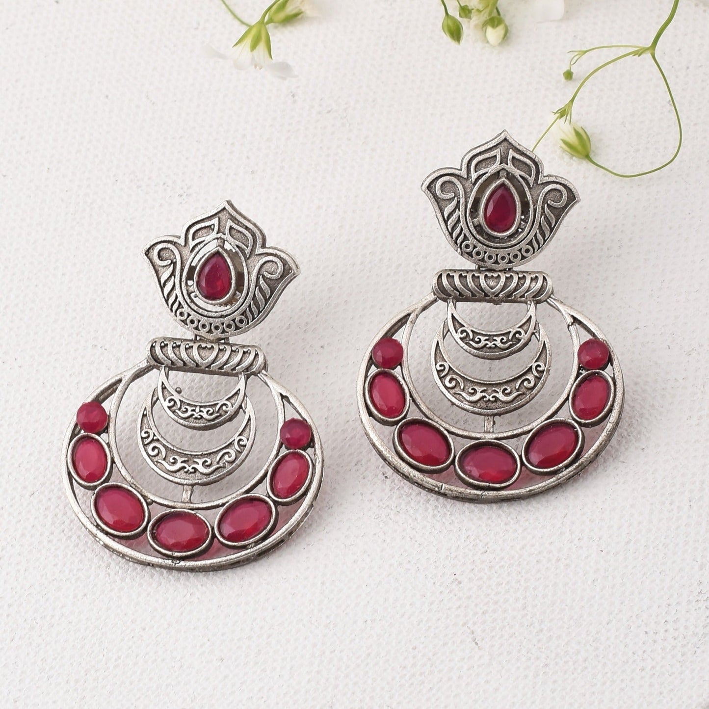 Pearlfect Tri-Moon Dangler Earrings