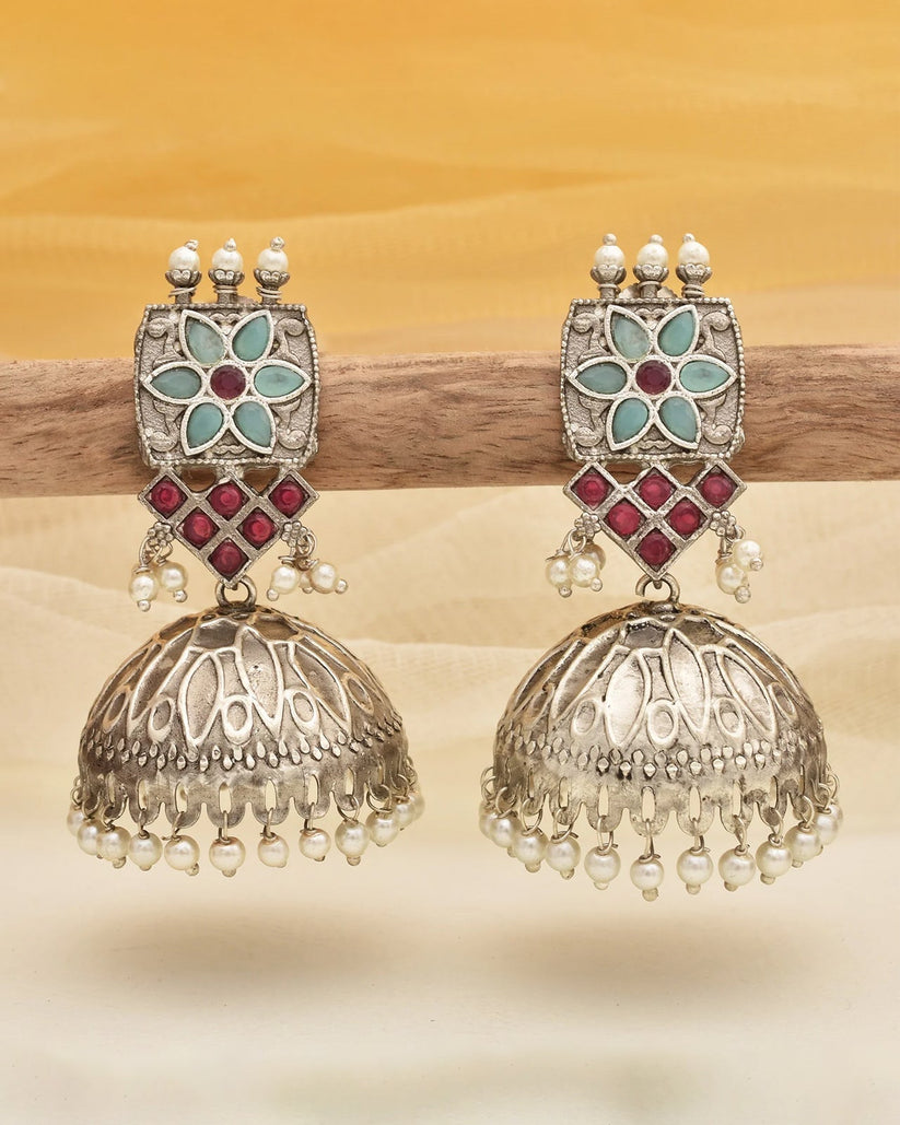 Pearlfect Honeycomb Flower Jhumki Earrings