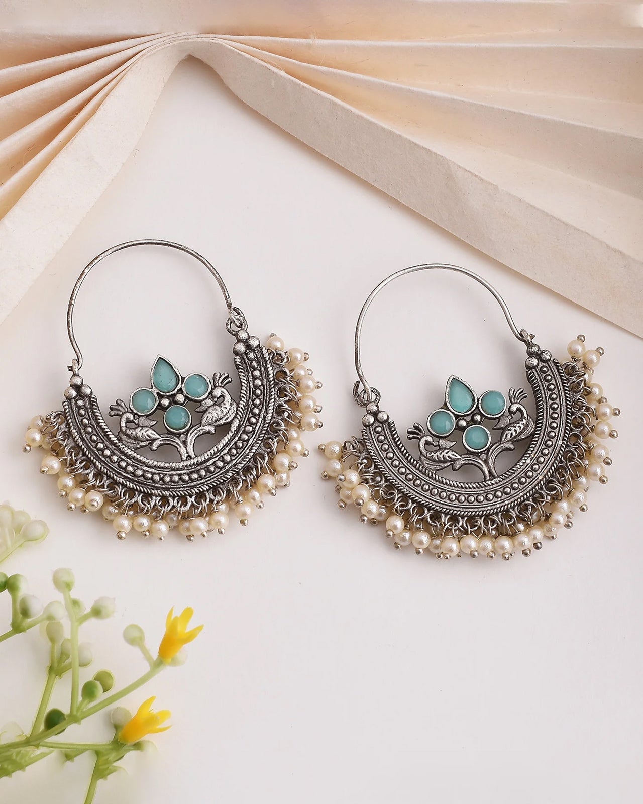 Pearlfect Dual Peacock Smile Earrings