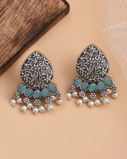 Pearlfect Floral Shield Earrings