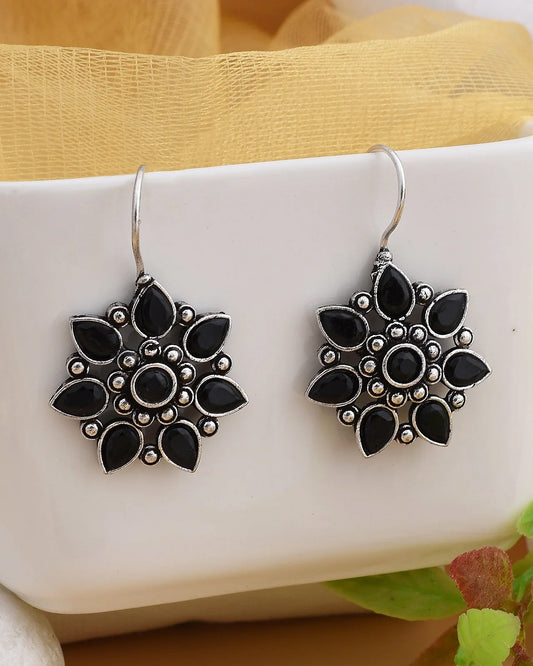 Pearlfect Oxidised Flower Earrings