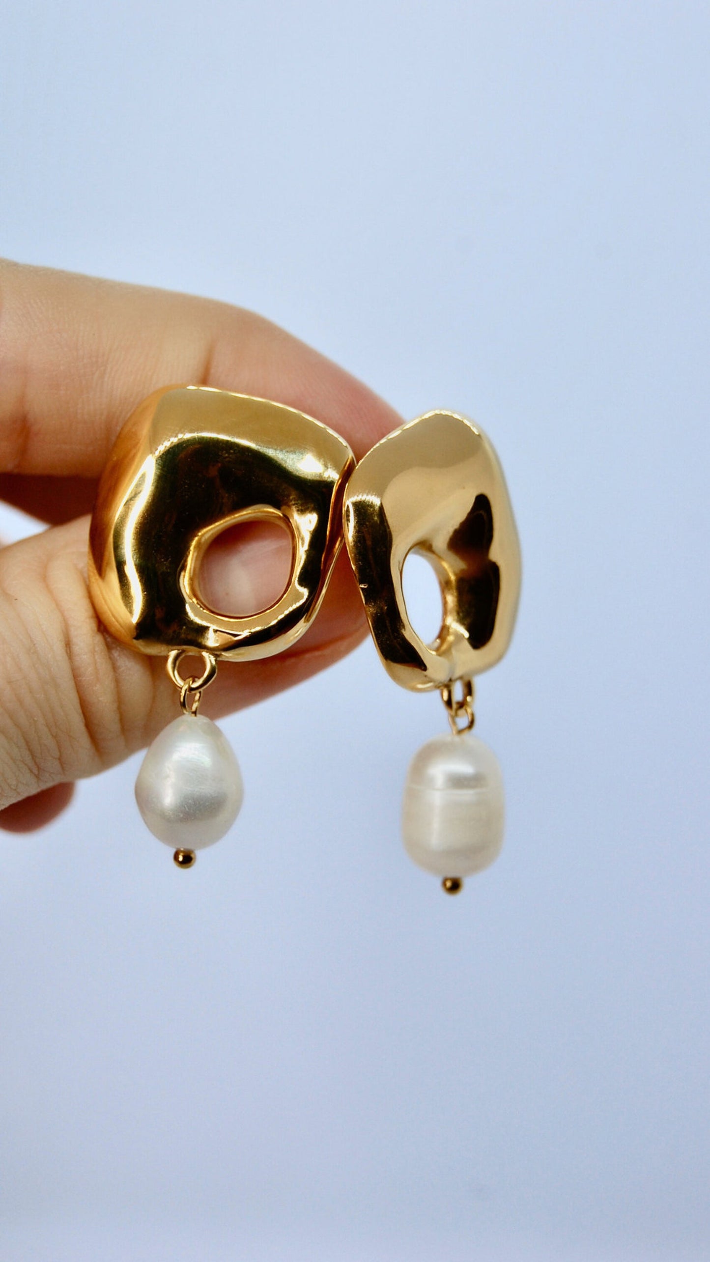 Pearlfect Square Drop Pearl Earrings