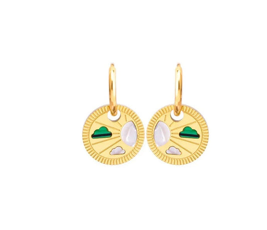 Pearlfect Sun Cloud Huggy Hoops Earrings