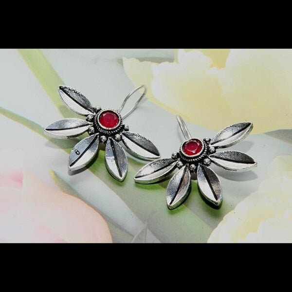 Pearlfect Sunflower Petal Drop Oxidised Jhumkis